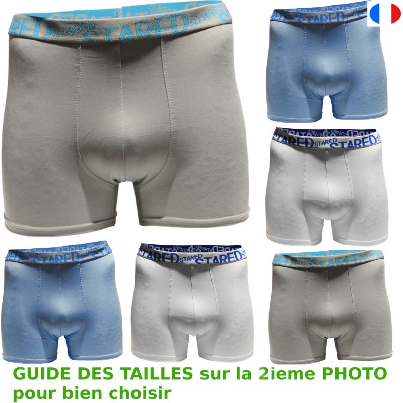 Lot Pack 6 Boxers Homme Uni Microfibre Stared pas cher